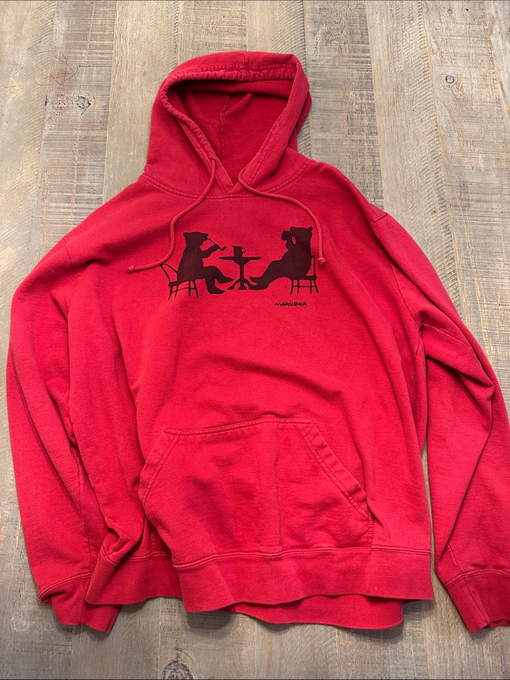 Marushka Men's Red Graphic Hoodie Sweatshirt
